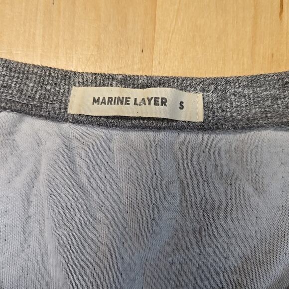 Marine Layer Henley Shirt Mens Size Small Long Sleeve Heathered Gray Made in USA - Picture 7 of 9